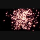 中央から光る桜吹雪が広がる