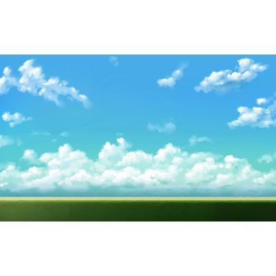 アニメ背景 青空のある風景001 手描き ニコニ コモンズ