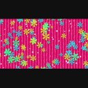 ループする背景（ピンクのストライプにカラフルな花）