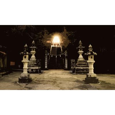 イラスト風背景素材 夜の神社 ニコニ コモンズ