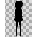 一つ結び・パーカー・プリーツスカートの少女のシルエット1