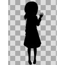 ロングヘア・ロングスカートの少女のシルエット1