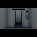 エレベーターの扉が開く（内・背景有り・消灯）