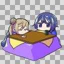 寝ているささらちゃんと起きてるつづみちゃんinコタツ