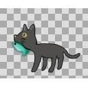 魚をくわえた猫 フリー素材