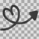 ハートの手書き矢印　ハンドライティング　【PNG】