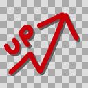 上昇矢印　UP　手書き【PNG】