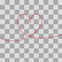 一筆書き　ハート　ハンドライティング　【PNG】