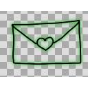 手描き手紙　緑【PNG】