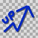 上昇UP矢印　ブルー　【PNG】