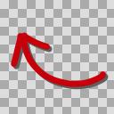 左向き　上昇矢印ハンドライティング　【PNG】