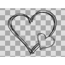 手書きペアハート　ハンドライティング　【PNG】