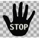 手　ストップサイン　STOP　黒【PNG】