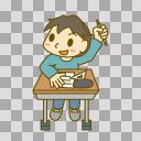 授業中の男の子のイラスト【フリー素材あそび】