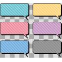 影付き角丸四角形斜めストライプ柄吹き出し6色×2種バリエーション02（濃いめ）