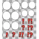 吹き出し＋感情マーク付（赤・影付き）【透過PNG