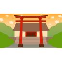 夕方の神社と鳥居の背景イラスト フリー素材あそび ニコニ コモンズ