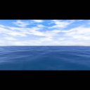 海をまっすぐ進む(青空)