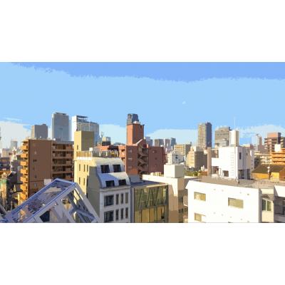 イラスト風背景素材 ビル屋上からの景色 ニコニ コモンズ