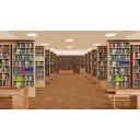 【イラスト風背景素材】図書館の背景