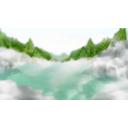 山の露天風呂のイラスト背景【フリー素材あそび】
