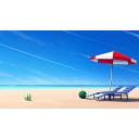 [背景/風景/イラスト] 夏のビーチ/砂浜/海辺