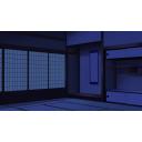 [背景/風景/イラスト] 和室 夜 /畳/障子/室内