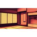 [背景/風景/イラスト] 和室 夕方/畳/障子/室内