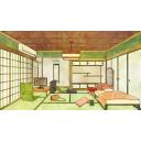 床の間に一人部屋のイラスト【フリー素材あそび】