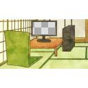 和室で座椅子のパソコンデスク【フリー素材あそび】