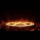 魔法陣 五芒星 カメラFix 正面 火と火花のエフェクト付き