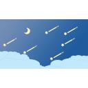 星が流れる夜空　青