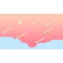 星が流れる夜空　オレンジグラデーション