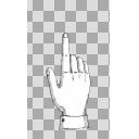 上を指さすクラシカルな手　背景透過GIFアニメ