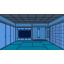 夜の和室にモニター【フリー素材あそび】