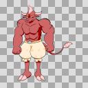 ファンタジー系モンスターの立ち絵『ミノタウロス』手ぶら　モヒカン