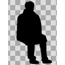 マフラーとコートの男性のシルエット1（座り）