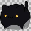 【素材】黒猫・黄色目・マップ隠し・透過素材・下からライティング【フリー素材処くらげや】