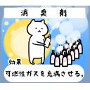 ゆるだるいネコ8効果で気持ち送るスタンプ素材集06｢消臭剤で可燃性ガスを充満させる｡/爆発事故｣