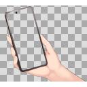 スマホ（スマートフォン/携帯電話）を持つ手　画面透過