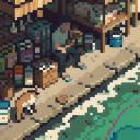 【TRPG】アイテム素材アイコン(水路際の商店)【ゲーム/ドット絵/イラスト】