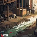 【TRPG】アイテム素材アイコン(水路のある裏路地)【ゲーム/ドット絵/イラスト】