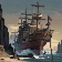 【TRPG】アイテム素材アイコン(帆船/海岸/幽霊船)【ゲーム/ドット絵/イラスト】